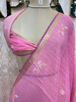 Pink Jute Lenin Saree 68
