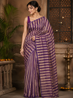 Purple Pure Tissue Stripes Saree 11