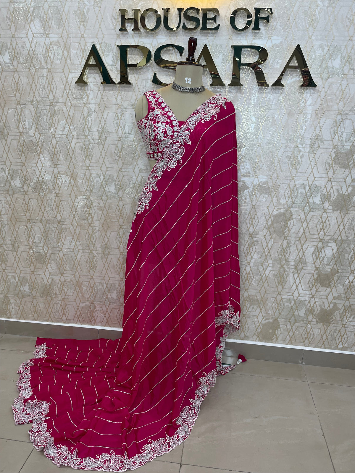 Pink Handwork Stitched Blouse Designer Party Saree 55
