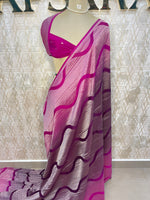 Purple n Wine With Silver Zari Semi Chiffon Saree 70