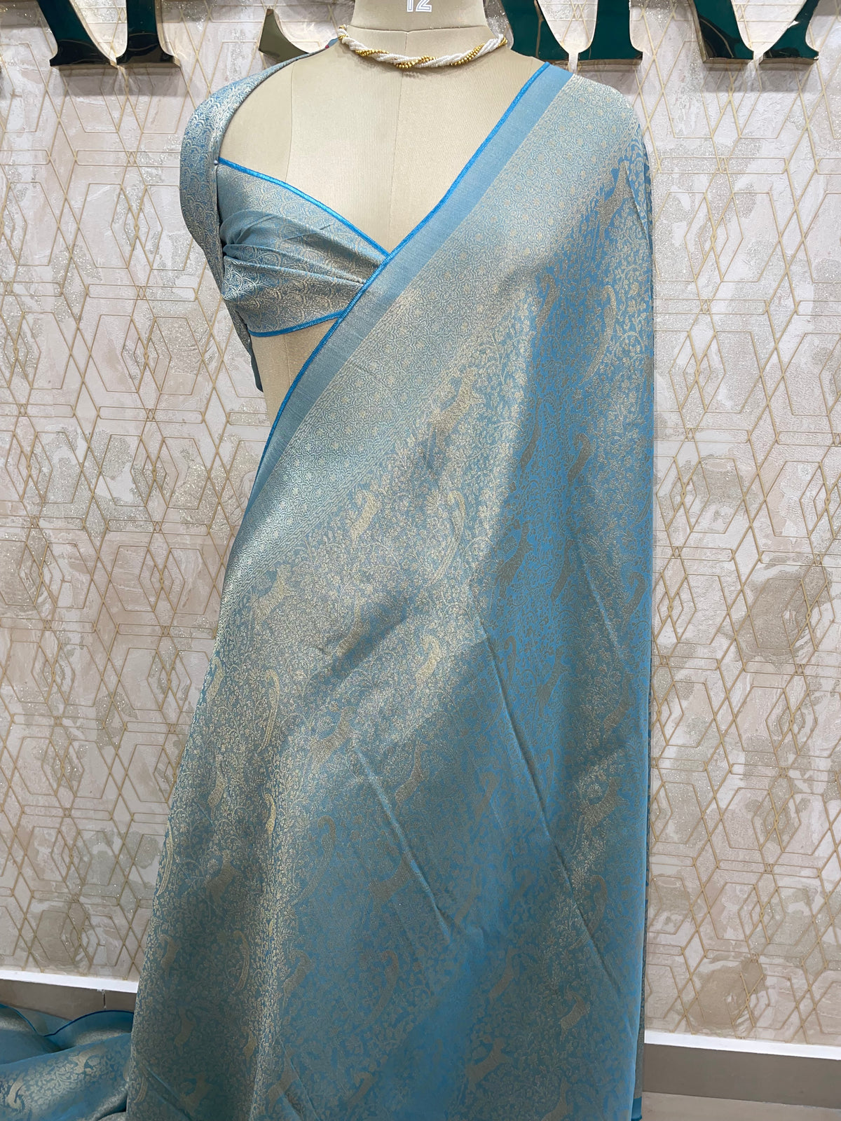 Blue Soft Tussur Brocade Saree 41