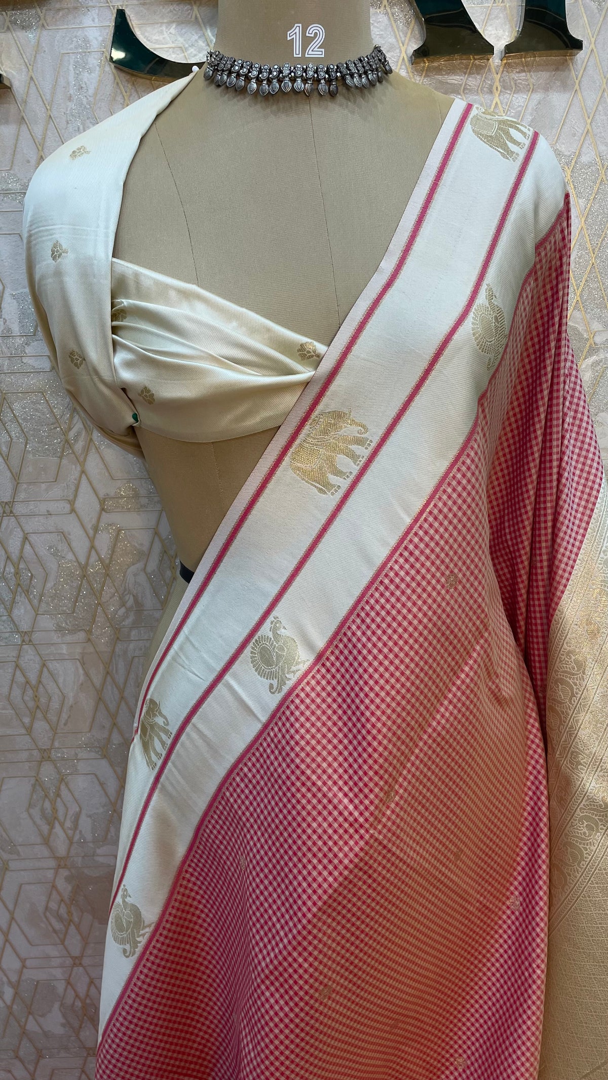 Pink n Cream Semi Silk Saree 95