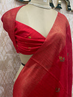 Red Tussur Petite Embroidery Saree 21