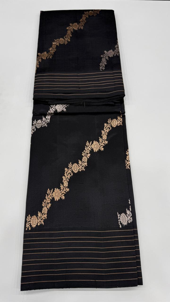 Black Pure Row Mango saree 02