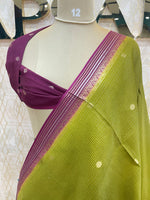 Green Checks Cotton Silk Saree 13