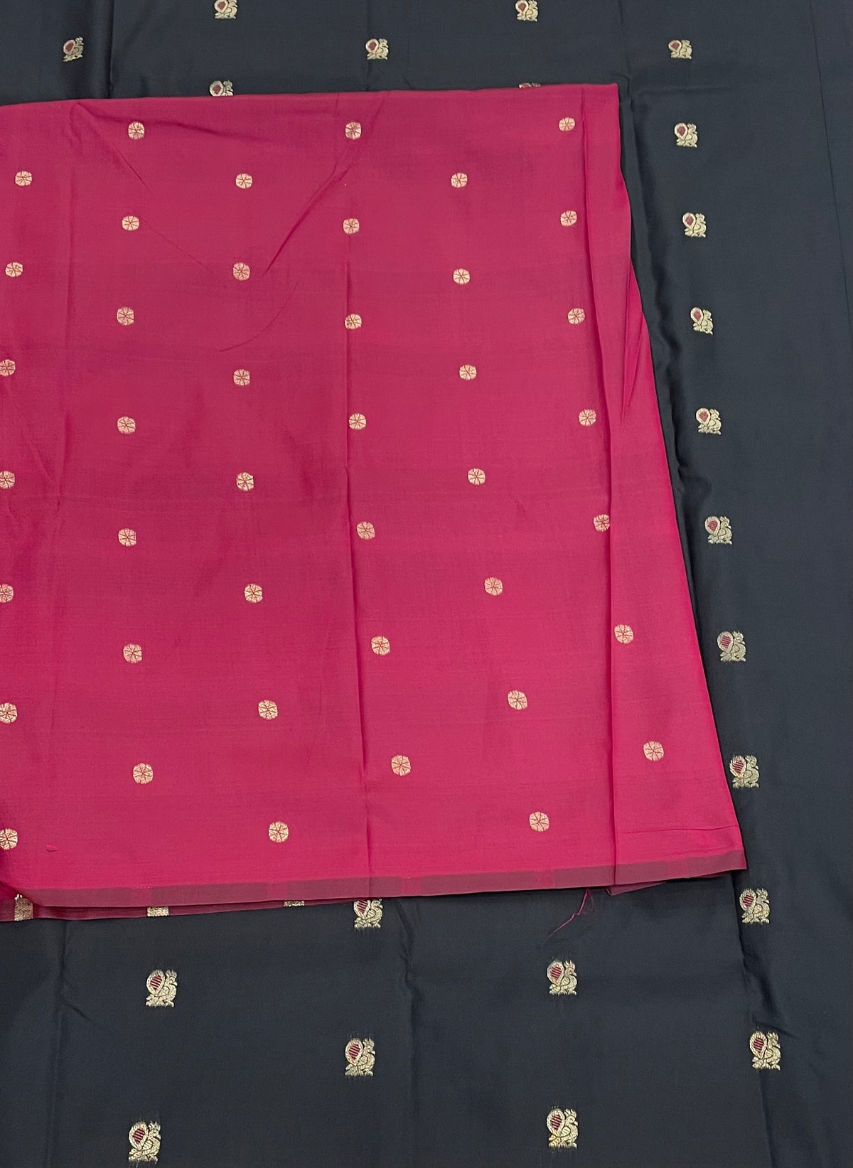 Black n Pink Semi Silk Saree 42
