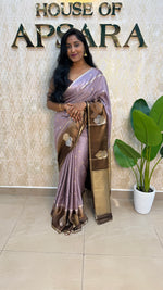 Onion Pink Matka Tussur with Satin Border Saree 14