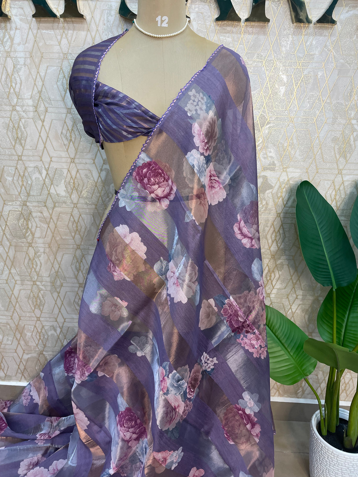 Purple Tissue Digital Print Saree 94