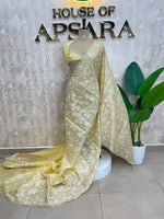 Yellow Organza Floral Embroidery Saree 29