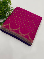 Pink Pure Banarasi Crepe Saree 03
