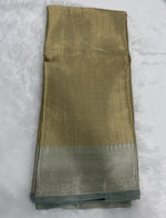 Gold n Grey Pure Tissue Brocade Saree 11