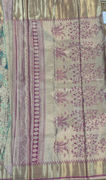 Green m Pink Semi Kanchi Tissue Saree 15
