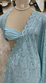 Blue Handwork Designer Partyware Saree 98