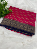 Pink n Purple Pure Khadi Georgette Saree 04