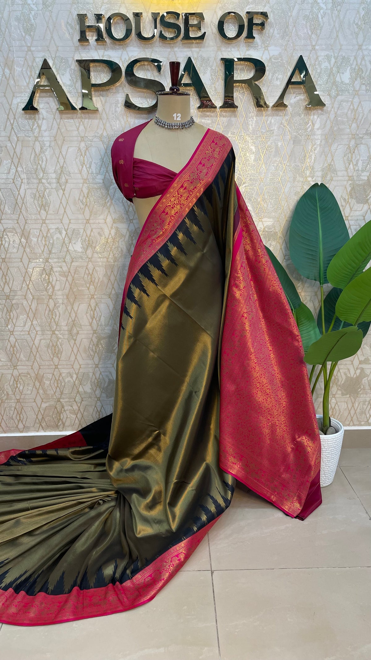 Gold n Pink Semi Silk Saree 97
