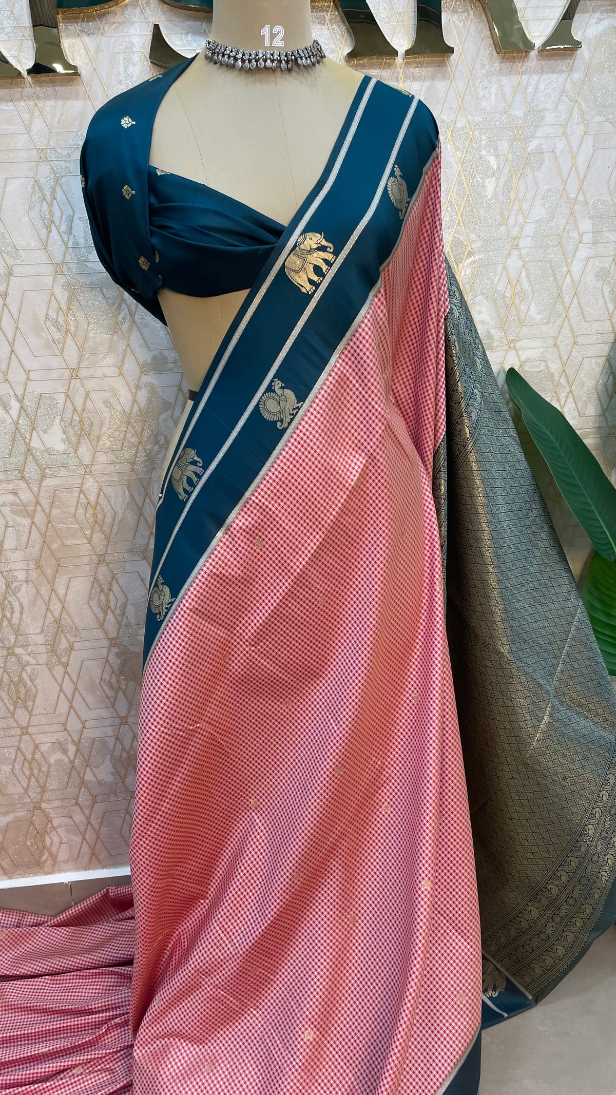 Pink n Green Semi Silk Saree 95