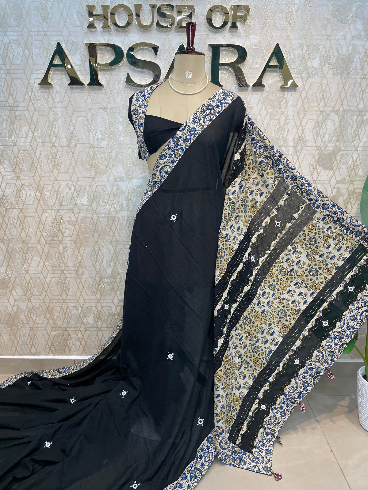 Black Patchwork saree 317