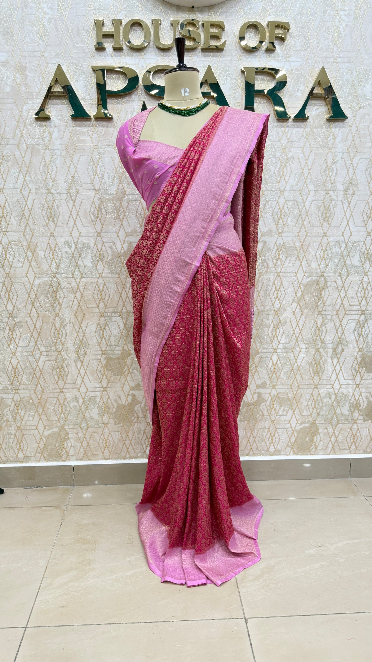 Cherry Pink Meenakari Khadi Georgette Saree 26
