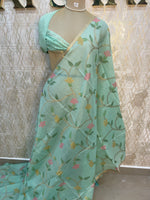 Sea Green CottonJamdani Saree 80