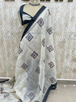 Cream n Black Lenin Saree 52