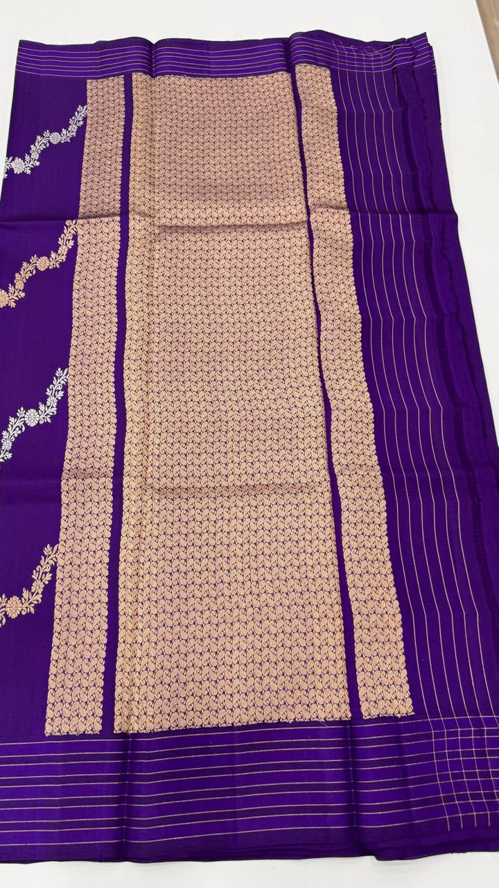 Royal Blue Pure Row Mango saree 02