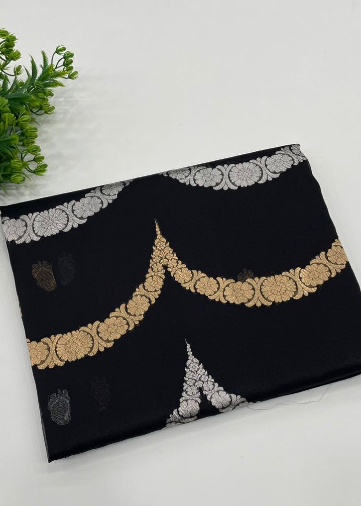 Black Pure Kora Designer saree 02
