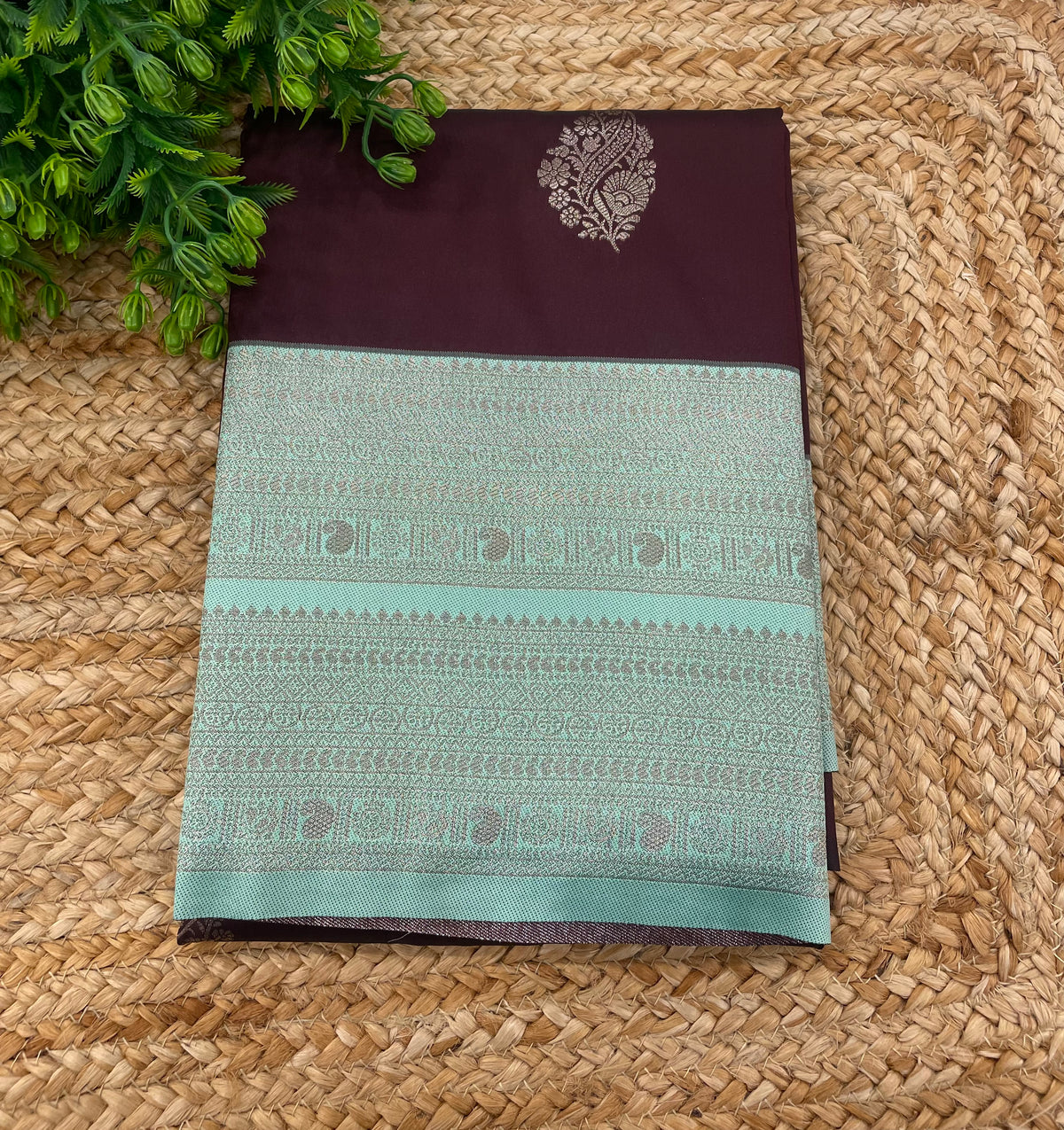 Wine n Blue Semi Silk Saree 42