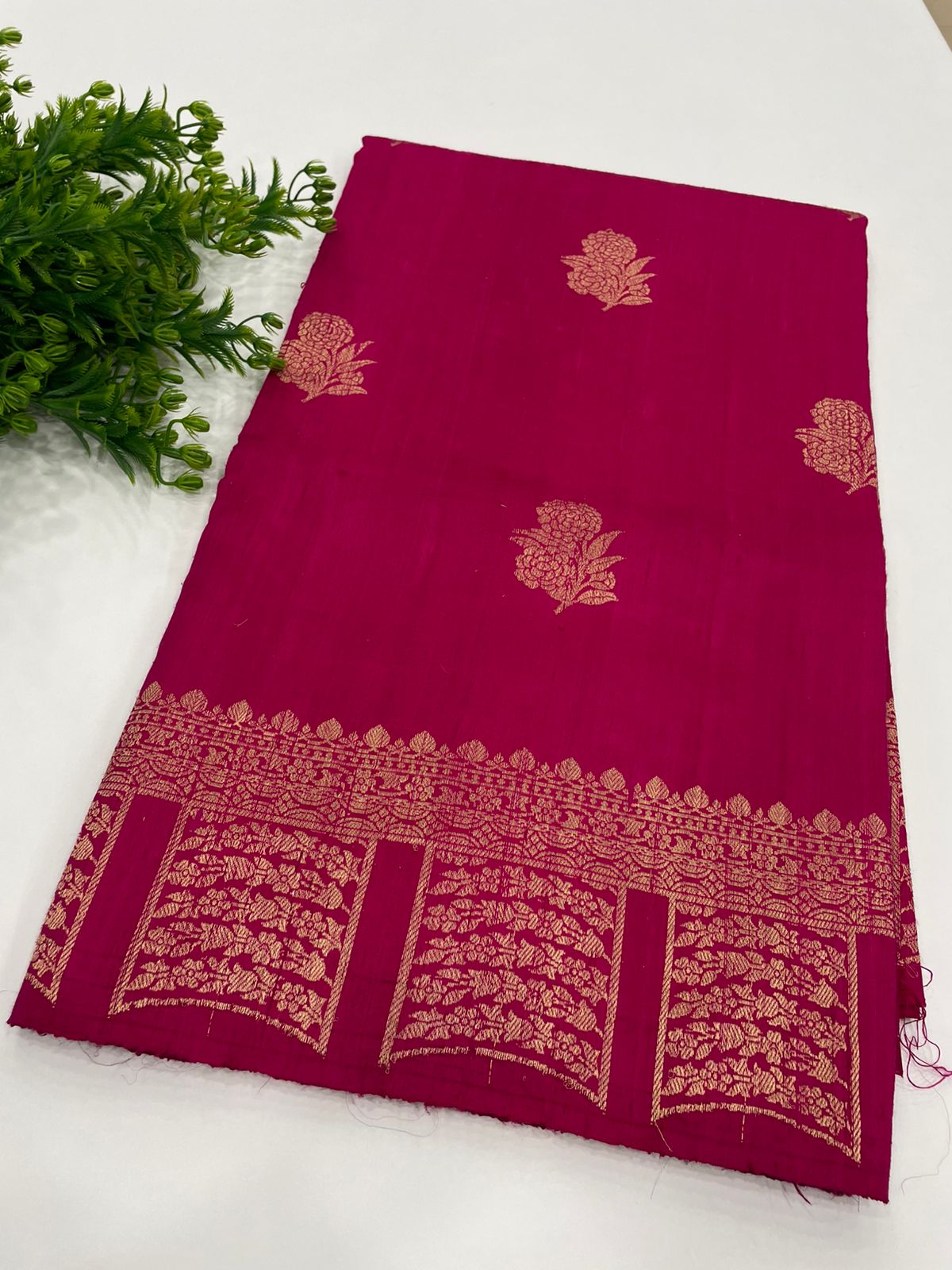 Rani Pink Pure Tussar Designer saree 02