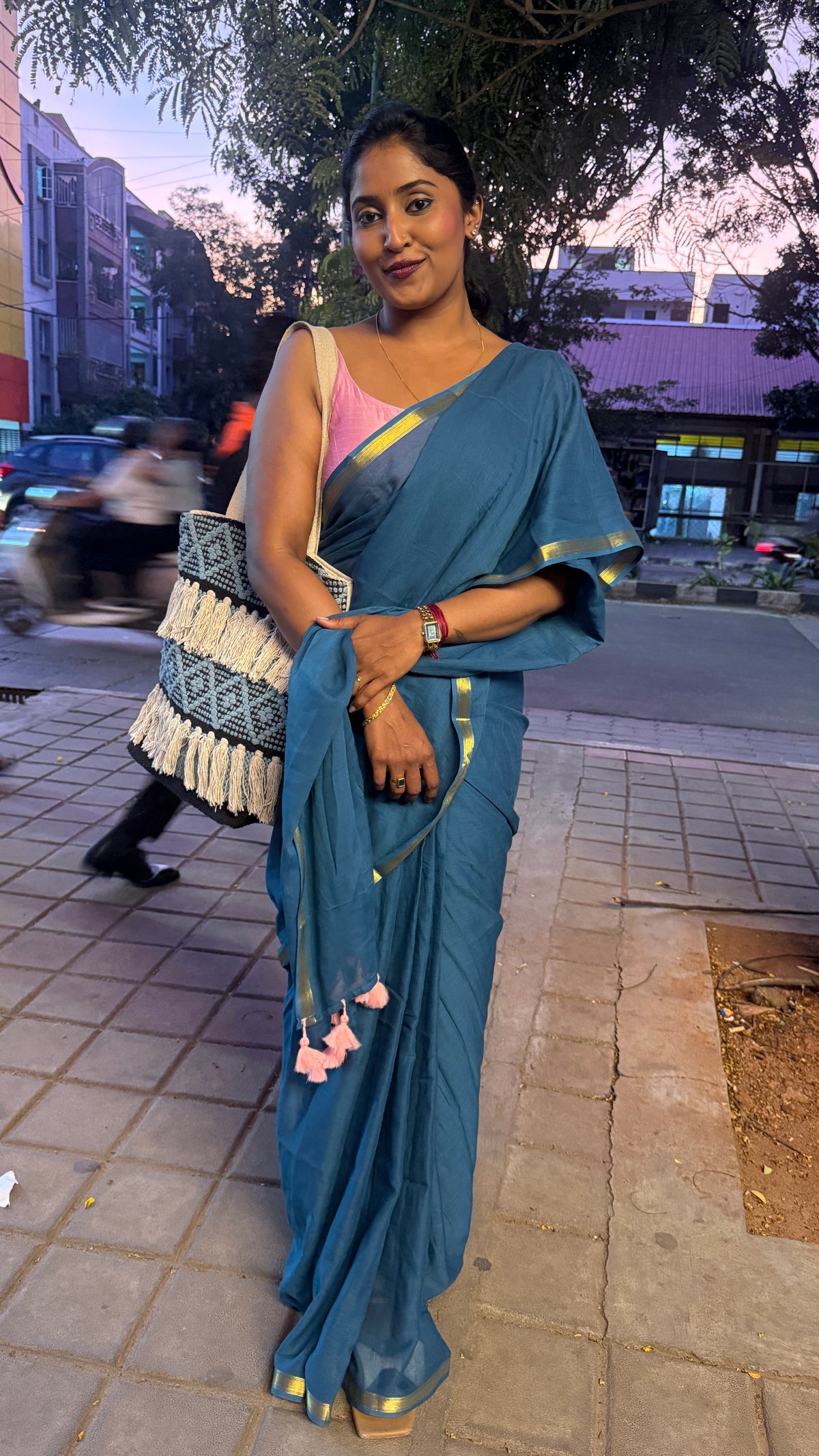 Blue Mul Cotton Saree 99