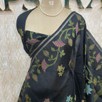 Black Tussar Jamdani saree 318