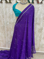 Purple Chinon Zari Embroidery Saree 44