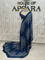 Navy Blue Bandhini Semi Modal Silk Saree 42