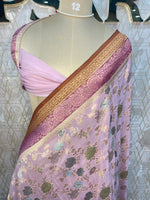 Pastel Pink Banarasi Georgette Saree 26