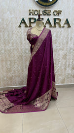 Wine Satin Mashru Silk Saree 07