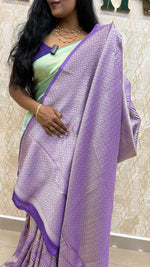 Teal Blue n Lilac Soft Tissue Contemporary Design Saree 30