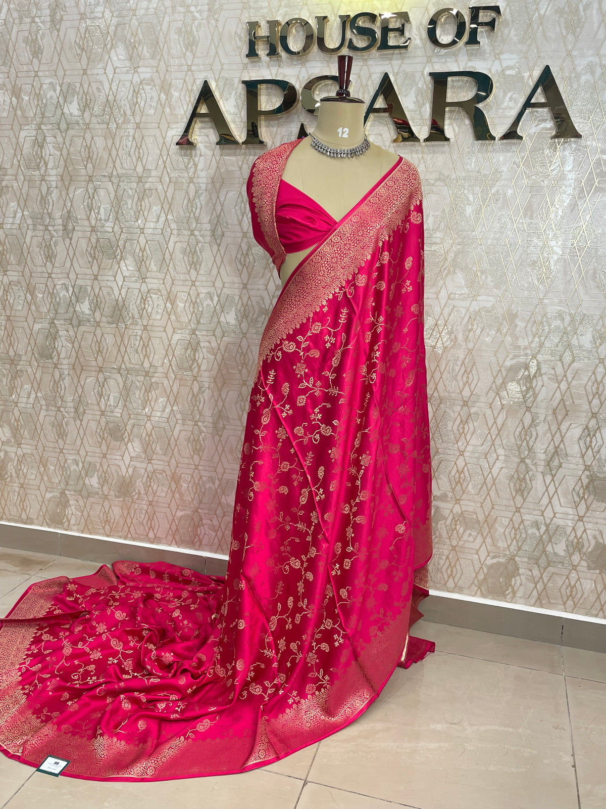 Pink Satin Mashru Silk Saree 07
