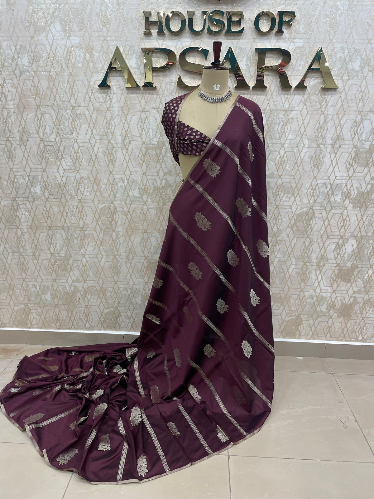 Maroon Soft Silk Stripes Saree 48