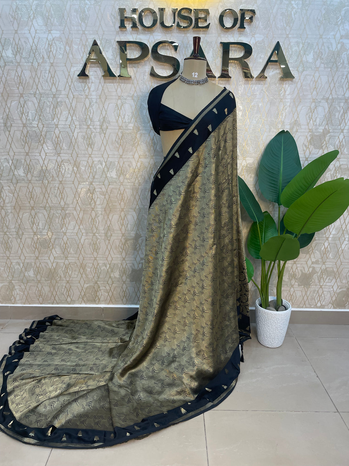 Black Chinon Brocade Saree 106