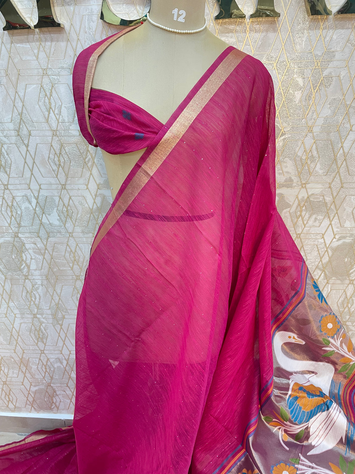 Pink Jute Lenin Saree 72