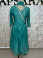 Sea Blue Mul Chanderi Airline Kurtha 113