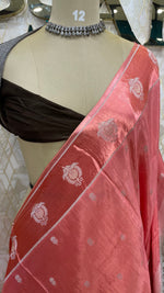 Peach n Brown Matka Silk with Satin Border Saree 14