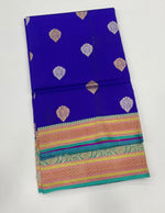 Royal Blue Pure Kora Katan Designer saree 02