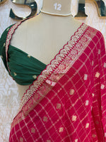 Pink Wrinkle Chiffon Saree Traditional Concept