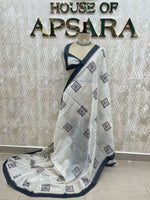 Cream n Black Lenin Saree 52