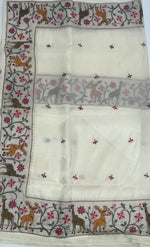 White Soft Tissue Embroidery Saree 17