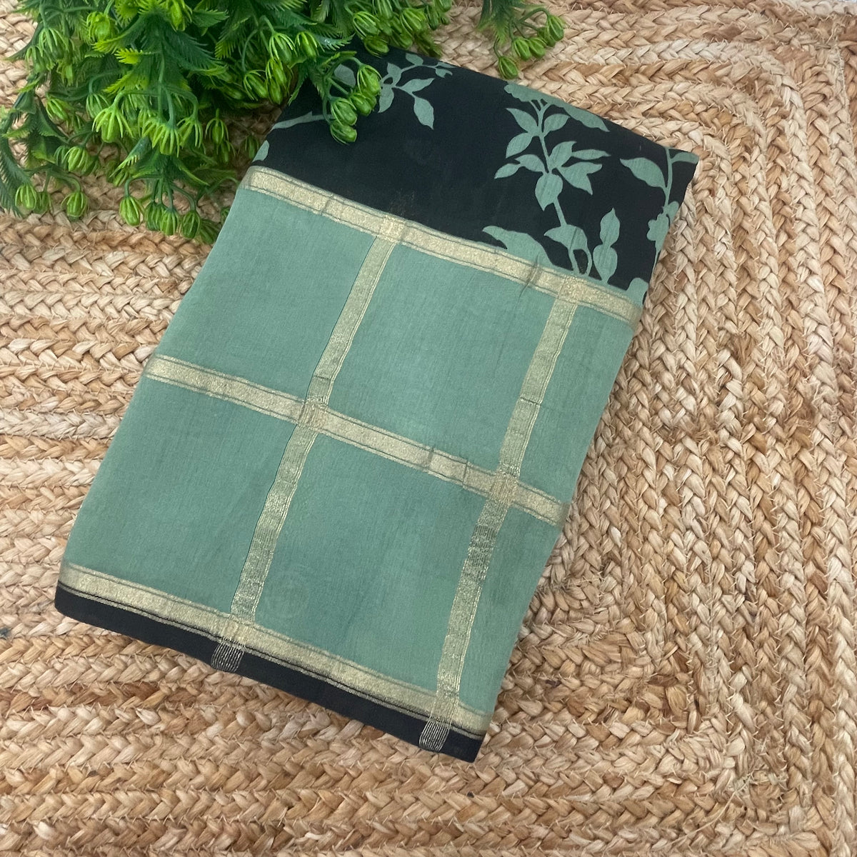 Black n Green Assam Silk Saree 23