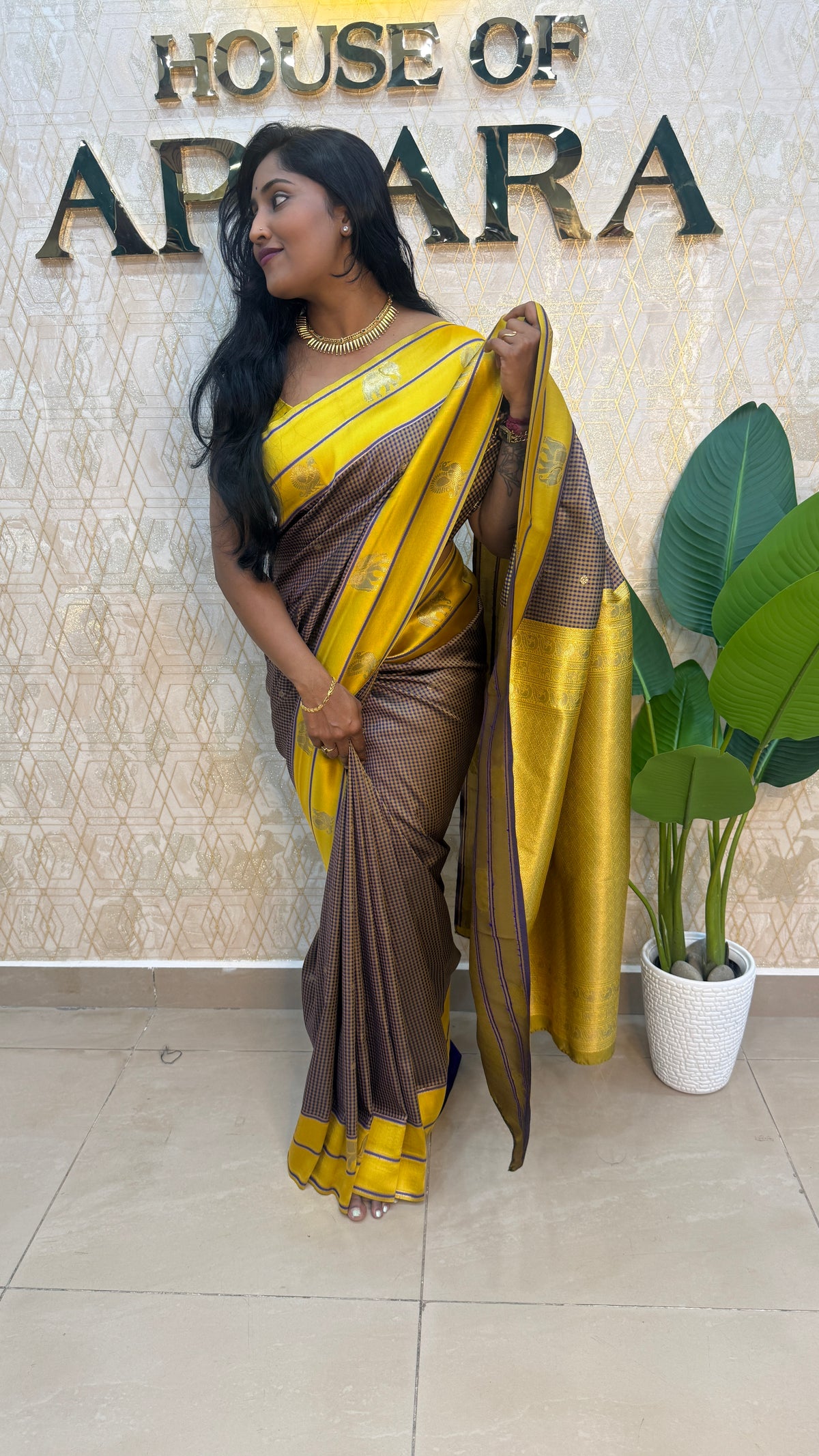 Purple n Yellow Semi Silk Saree 95