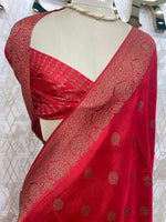 Red Tussar Gorgette Saree