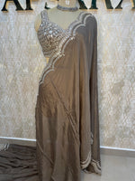 Brown Handwork Stitched Blouse Designer Party Saree 55