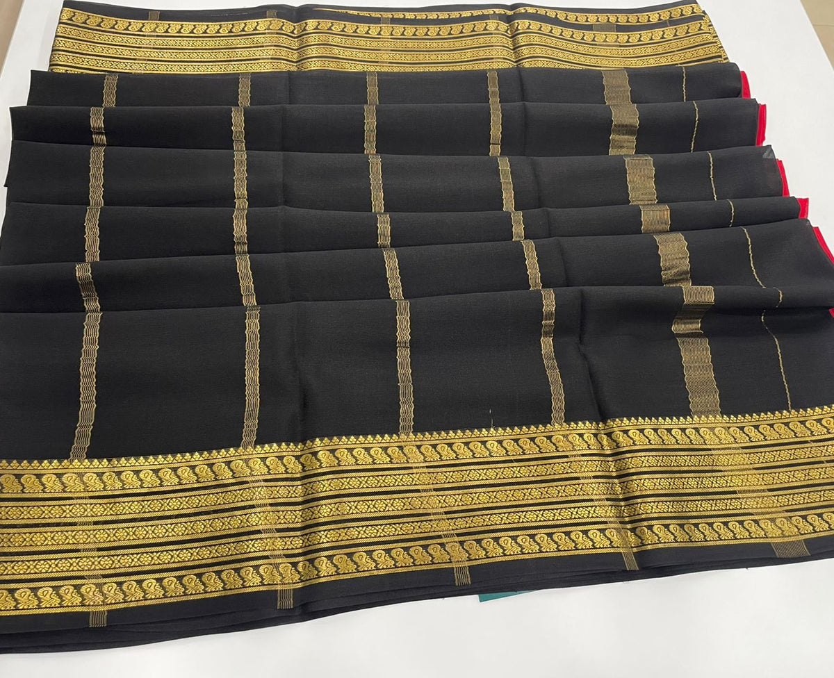 Red Pure Mysore Silk Crepe Saree 01